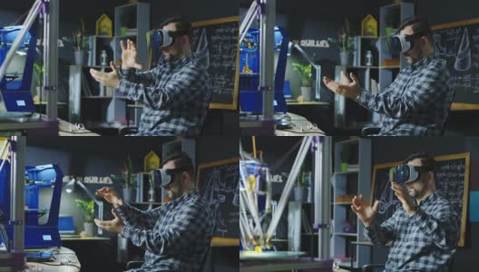 戴着VR眼镜的实验室工作人员高清在线视频素材下载