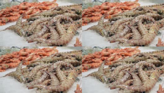 市场上出售的鲜虾高清在线视频素材下载