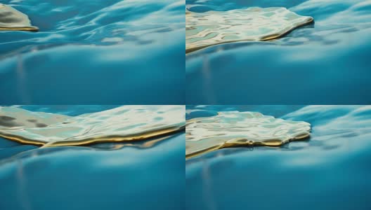 华丽的金色液体滚上了海岸。高清在线视频素材下载