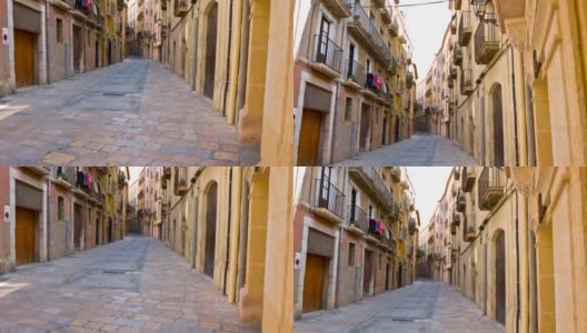 西班牙加泰罗尼亚的塔拉戈纳街，建立着古老的城镇建筑高清在线视频素材下载