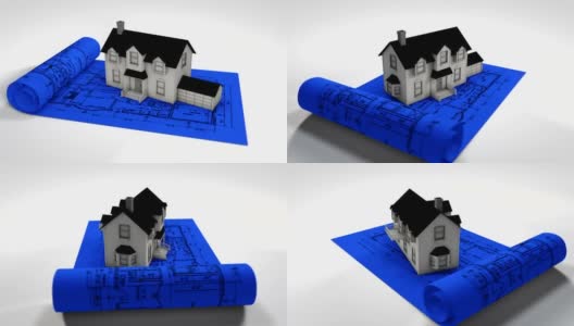 房子模型的蓝图可循环动画高清高清在线视频素材下载