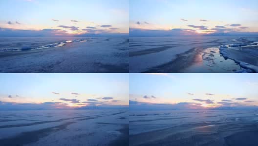 乘直升机在冰海或海洋上空飞行。高清在线视频素材下载