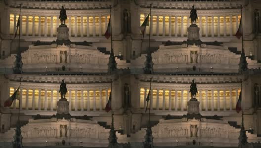 维克多·伊曼纽尔二世纪念碑之夜特写高清在线视频素材下载