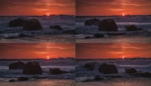 慢镜头:大苏尔-加利福尼亚海面上的日落高清在线视频素材下载