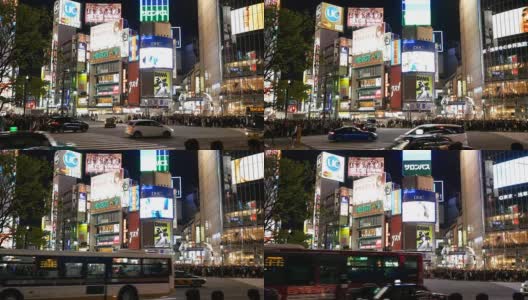 东京涩谷区，行人穿过人行道高清在线视频素材下载