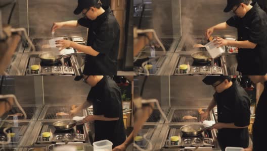 厨师在厨房工作高清在线视频素材下载