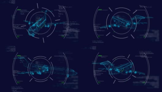 飞机模型三维技术制图动画高清在线视频素材下载