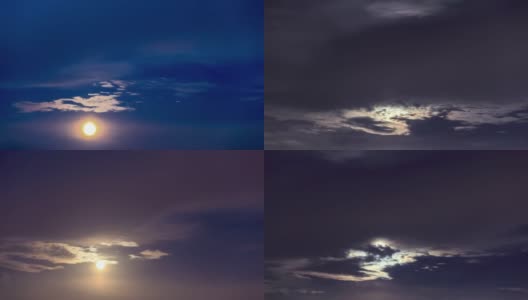 月亮穿过云层，光和影是不可预测的高清在线视频素材下载