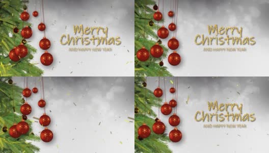 3d循环的背景循环圣诞装饰树装饰高清在线视频素材下载