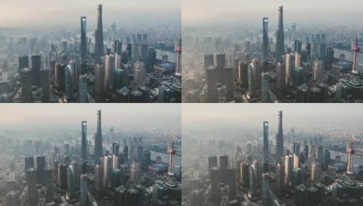 T/L上海天际线鸟瞰图高清在线视频素材下载