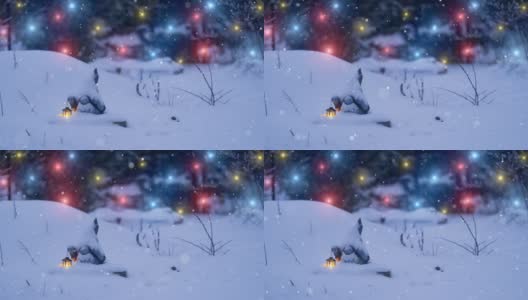 圣诞卡片(循环4k) -雪花与闪光效果。高清在线视频素材下载