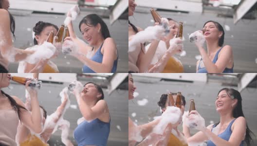 十几岁的女孩在派对上喝酒跳舞高清在线视频素材下载