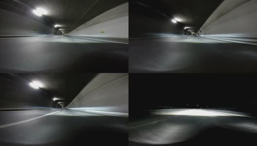 隧道在夜晚-时间流逝高清在线视频素材下载