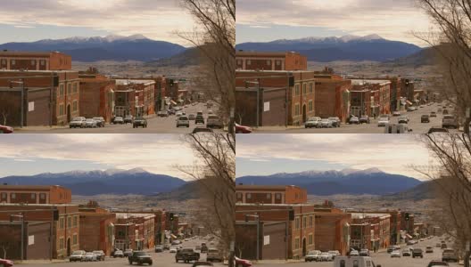 美国蒙大拿市中心的花岗岩车道交通Butte高清在线视频素材下载