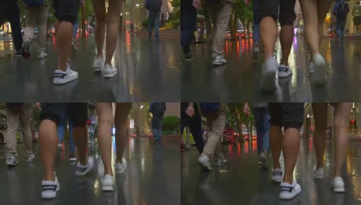 雨夜上海城市交通街道步行全景4k中国高清在线视频素材下载