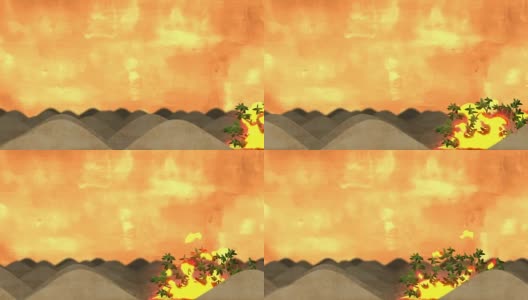 卡通风格的沙漠中燃烧的灌木高清在线视频素材下载