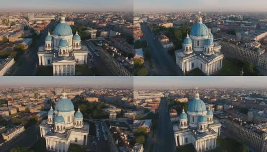 三一-伊兹梅洛夫斯基大教堂和荣耀柱，圣彼得堡，俄罗斯高清在线视频素材下载