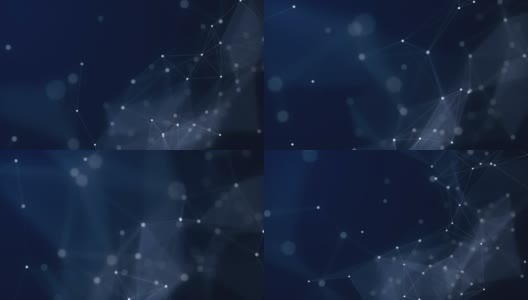 雪白抽象技术和caliginous, deep blue background with plexus elements and depth of field settings。3 d渲染。行动。动画。4 k。高清在线视频素材下载
