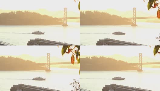 日出期间旧金山湾的渡轮高清在线视频素材下载
