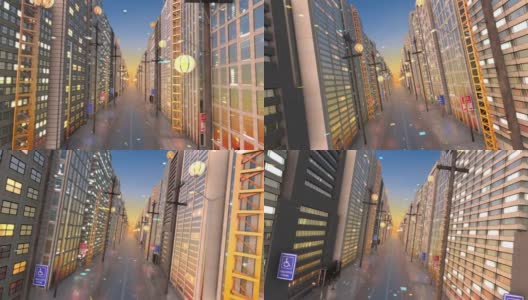 都市飞行3D动画。高科技智能城市。完美的循环。高清在线视频素材下载
