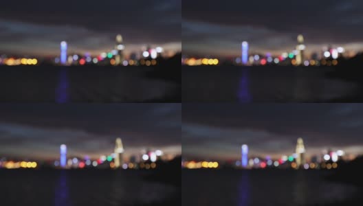 海边的夜景散焦高清在线视频素材下载