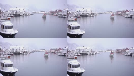 冬季，罗浮敦岛的亨宁斯维尔标志高清在线视频素材下载