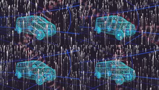 动画发光轨迹的三维绘图模型的货车和网格高清在线视频素材下载
