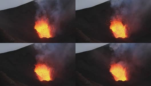 堪察加的托尔巴基克活火山夜间喷发。俄罗斯远东地区高清在线视频素材下载