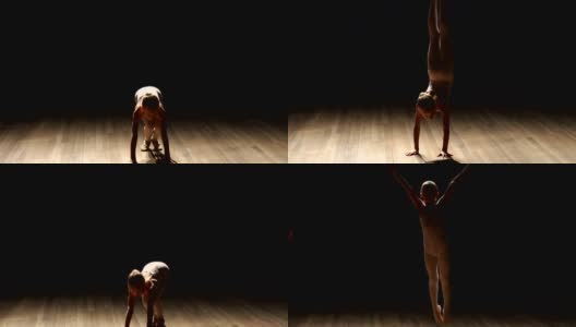 舞台上小芭蕾舞女演员的剪影。高清在线视频素材下载