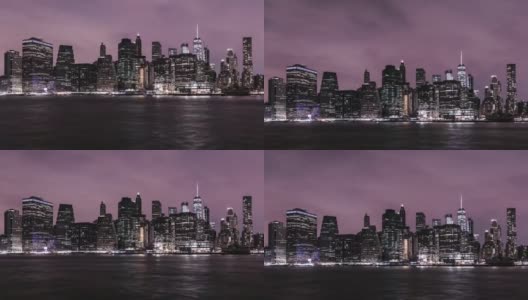 T/L TU Downtown Manhattan at Night /美国纽约高清在线视频素材下载