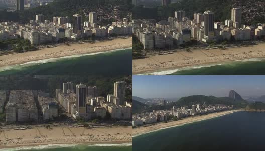 从空中俯瞰科帕卡巴纳海滩，巴西里约热内卢高清在线视频素材下载