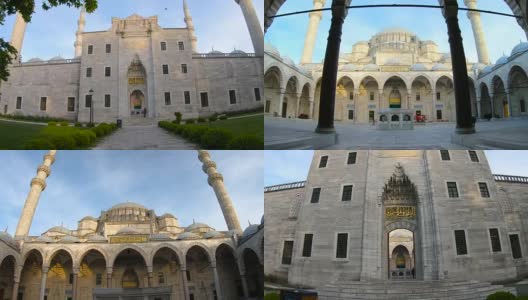 进入日光下的苏莱曼尼耶清真寺——土耳其伊斯坦布尔。高清在线视频素材下载