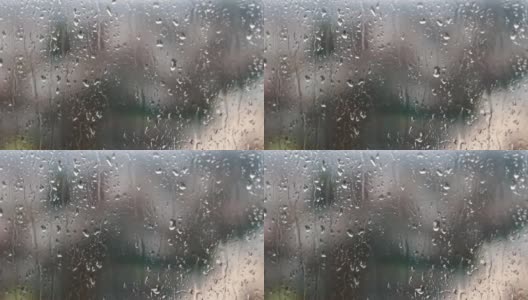 雨水落在家里的窗户上。高清在线视频素材下载