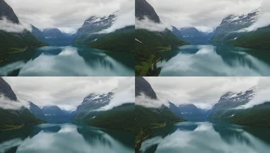 洛瓦内特湖美丽的自然挪威。高清在线视频素材下载