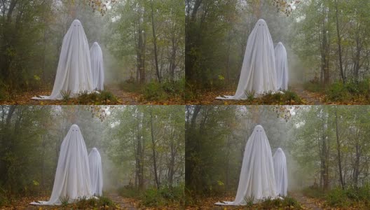 树林里有两个可怕的鬼魂高清在线视频素材下载