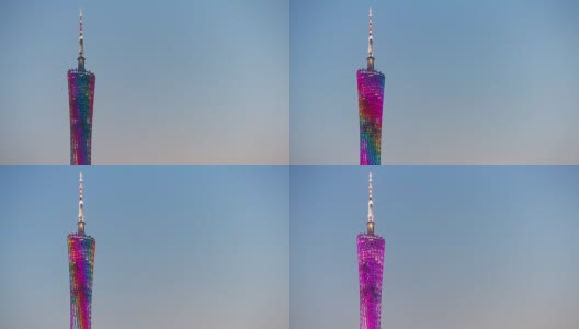 日落天空广州市广州塔顶全景4k时间推移中国高清在线视频素材下载