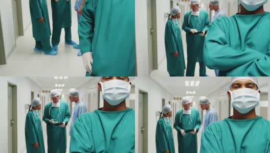 男性外科医生双臂交叉站立的肖像高清在线视频素材下载