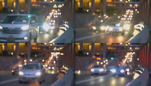 慢镜头夜间香港中环商务区的交通高清在线视频素材下载