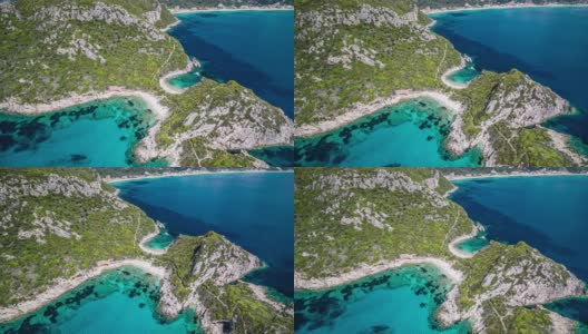 鸟瞰图的蒂莫尼海滩科孚，希腊高清在线视频素材下载