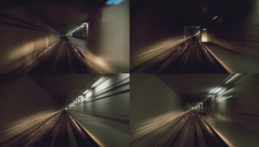 自动列车在隧道中移动，高速现代城市时间流逝高清在线视频素材下载