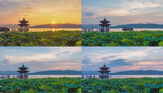 时光流逝，中国杭州西湖高清在线视频素材下载
