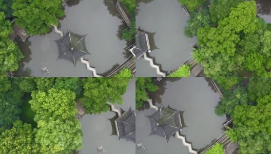 空中的古代传统园林，苏州园林，在中国。高清在线视频素材下载