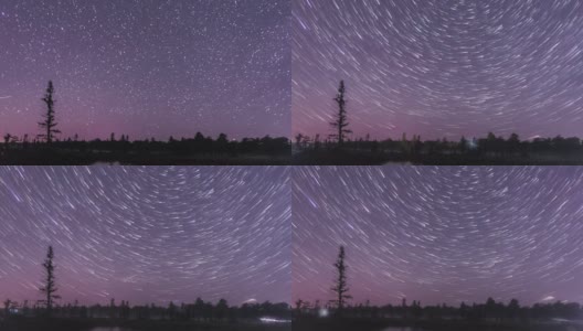 延时:在加拿大安大略省托伦斯黑暗天空保护区的夏日夜空中，银河和星星倒映在平静的湖面上高清在线视频素材下载