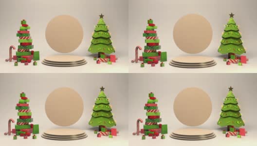 3D动画圣诞场景与copyspace房间为您的文本高清在线视频素材下载