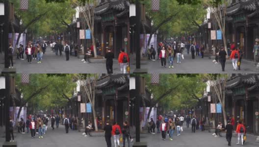 白天时间南京市老城区著名的市中心拥挤街道慢镜头全景4k中国高清在线视频素材下载