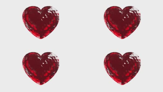 Loop Ready Crystal Diamond Red Valentine's Day Heart是打开4K分辨率的白色背景高清在线视频素材下载