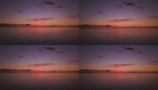 日落时分，海阔天空，贝类养殖场荡起阵阵涟漪高清在线视频素材下载