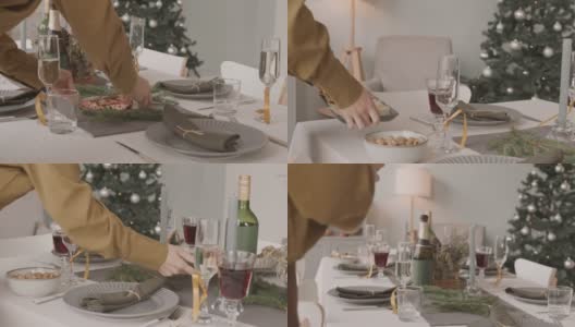 圣诞节把菜放在餐桌上高清在线视频素材下载