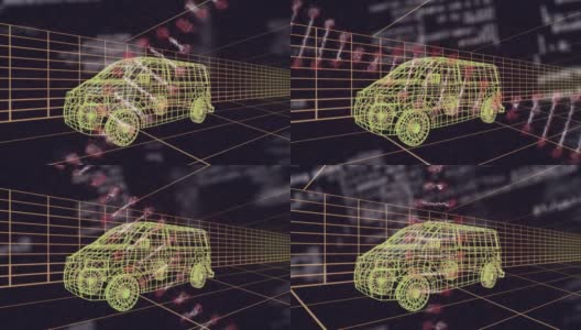 动画dna链在货车和网格的三维绘图模型上旋转高清在线视频素材下载