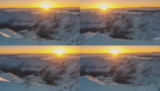 太阳从无数的雪山后面升起高清在线视频素材下载